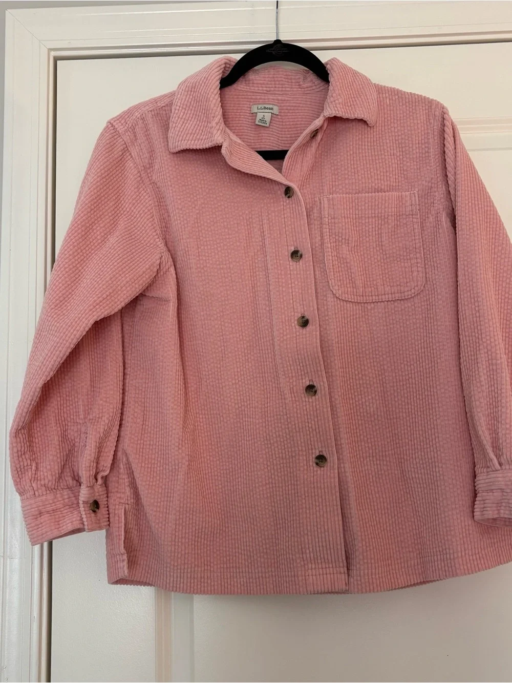 L.L. Bean Women’s Pink Corduroy Cotton Button-Up Shacket